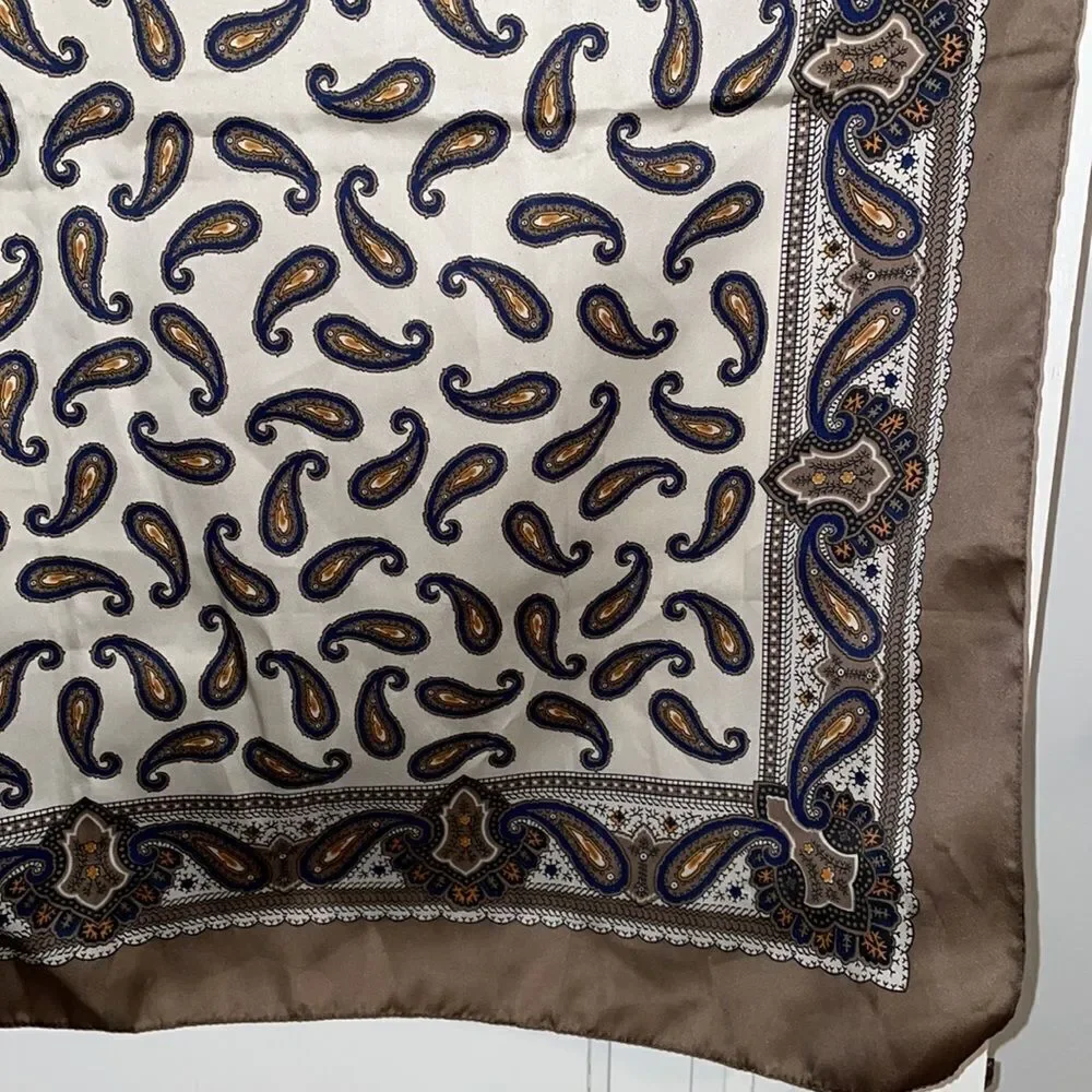Vtg 70s Herman Pecker & Co polyester‎ paisley large square scarf